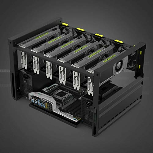 RXFSP Aluminium Mining Rig Frame,Open Air Mining Frame Rig Case 6GPU ETH BTC Ethereum Veddha Minercase T2 Edition,Black - Image 2