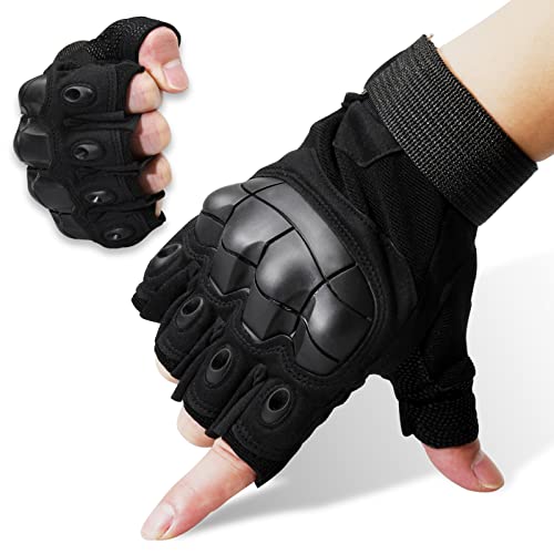 Tactical Gloves,Outdoor Gloves Fingerless Glove For Motorbike Motorcycle, Shooting, Cycling, Paintball, Climbing, Hiking ,Hunting Gloves (Large, Black) #TOP27