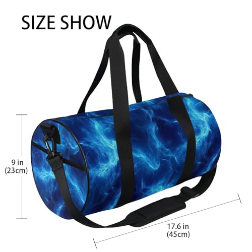Blue Lightning Sports Duffel Bag Full Print Stylish Barrel Gym Bag with Large Capacity, Adjustable Strap and Side Zipper Pocket for Fitness Sports Travel and Daily Use4