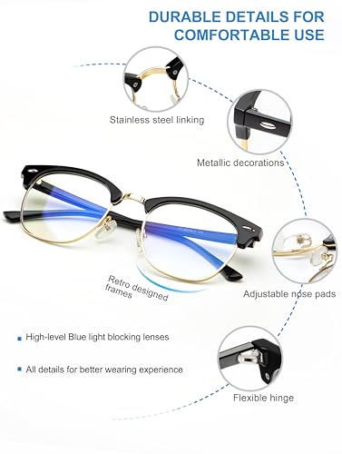 Image of NSSIW Blue Light Glasses for Women and Men, Advanced Computer Glasses, Gaming Glasses, Semi Rimless Glasses