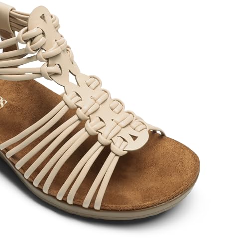 Image of DREAM PAIRS Women's Comfortable Strappy Low Heel Open Toe Slip-On Wedge Sandals Arch Support for Summer Dressy Shoes