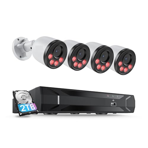 Kits de vigilancia DVR, Kit De NVR POE De 8 Canales, 4MP, HD, De Cámaras De Seguridad H.265, Cámaras IP De Grabación For El Hogar Y Exteriores, Conjunto De Videovigilancia CCTV , Cámara de CCTV(8CH NV