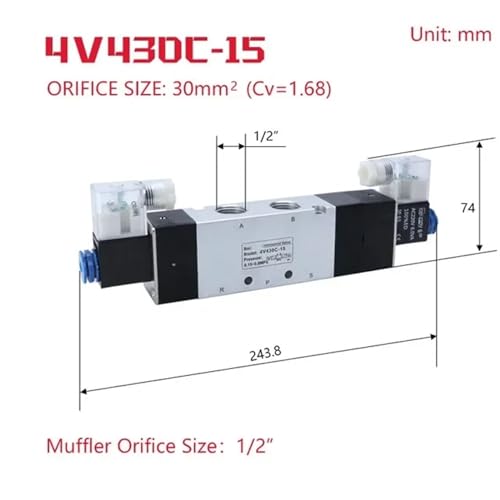 Électrovanne directionnelle pneumatique 4V130C-06 double commande 5/3 - 3