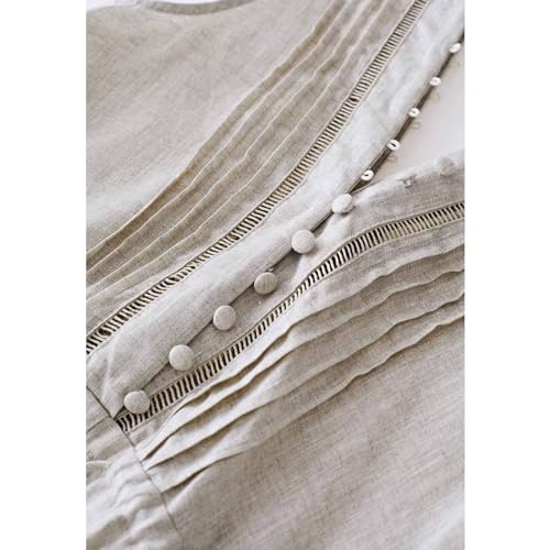 Image of CHICWISH Women V Neck Sleeveless Midi Long Dress Casual Button Beach Summer Vacation Linen Midi Dress with Side Pockets