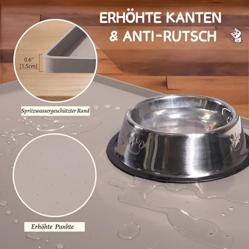 MateeyLife Napfunterlage Katzen, Napfunterlage Hund Groß, Hundenapf Kleine Hunde, Silikon Unterlage Hundenapf Grosse Hunde, rutschfeste Unterlage Katzennapf, Katzen Futternapf Matte, 60 x 40 cm