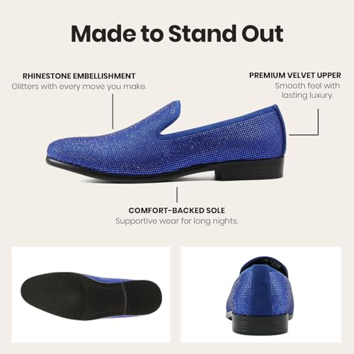 Image of Amali Men's Embellished Velvet Tuxedo Loafers, Smoking Slippers | Velvet slip-on smoking slippers with embellished upper for tuxedos, weddings and formal occasions