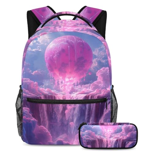 Cartables pour enfants et adolescents - Lot de 2 sacs à dos rose et multicolore