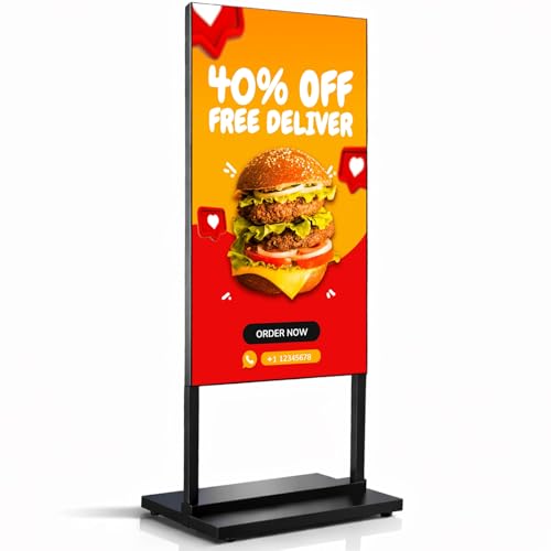 Image of 43 Inch Floor Standing Digital Signage, 700nits High Brightness Advertising Display, Digital Signage with CMS /U-Disk Plug&Play, Split Screen, 7 /24 Timer Switch,HDMI /USB /WiFi /Android OS