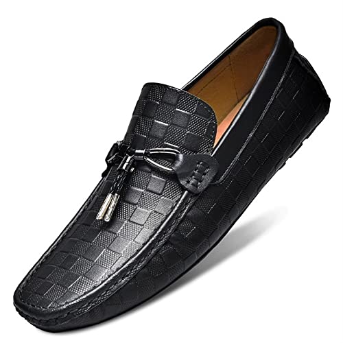 Mens Loafers Shoe Round Toe Penny Loafers Plaid Round Toe Slip Resistant Anti-Slip Lightweight Casual Slip-ons2