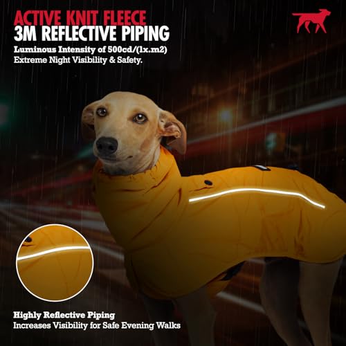 Tuff Pupper Waterproof Dog Raincoat | Full-Body Windproof Rain Jacket for Dogs | Reflective Strips | Breathable Mesh Lining | Adjustable Fit | Leash Port | Small Medium Large XL XXL Dogs (Yellow, XL)