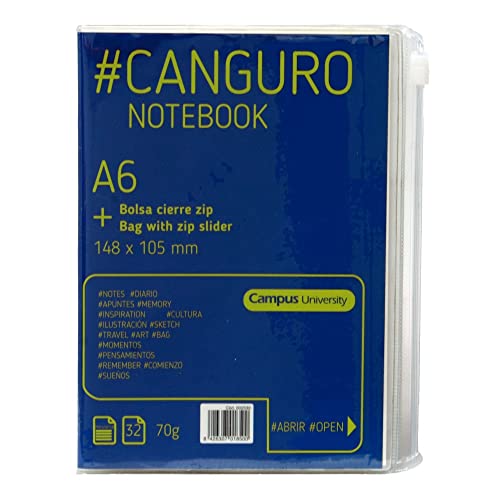 Cuaderno 32h A6 Horizontal con funda cierre zip - 4 col