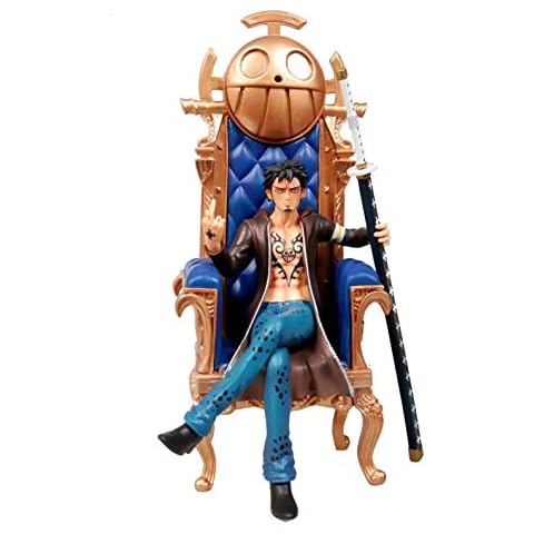 AWSLXS 29cm Anime One Piece Trafalgar Law Blue Luxury Big Sofa Handsome Sitting Posture PVC Action Figure Collection Model Static Statue Game Decoration Cover