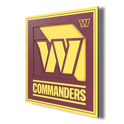 YouTheFan NFL Washington Commanders Officially-Licensed 3D Logo Series Wall Art - Made of Multiple Layers - Ready to Hang on wall - Bold Design Perfect Fan Gift