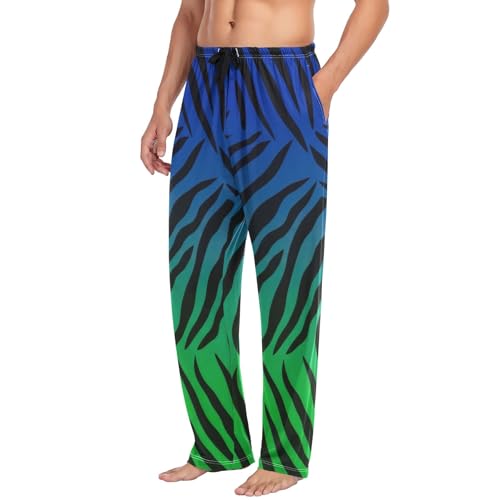 CHIFIGNO Black Zebra Gradient Mens Pajama Pants with Drawstring & Pockets Stretch Comfortable Men Lounge Pants S4