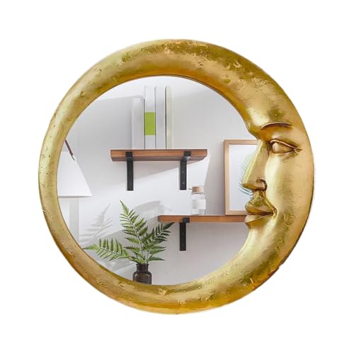 Daraserh バスルームミラー | レトロな魔女ムーンミラー 壁掛け式 浴室用 - 多機能ハロウィンホームデコレーション 賃貸アパートやキッチン書斎寝室リビングルームに最適