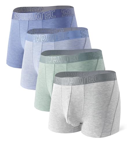 Separatec Mens Underwear Rayon Made from Bamboo Underwear Men, 3.5-Inch Legs Breathable Trunks for Men, 3-4 Pack