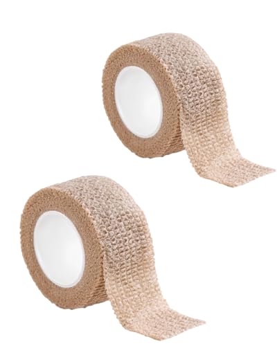 2 PCS Elastoplast Tape, Self Adhesive Elastic Bandage, 2.5cm x 4m Bandage for Muscle Support, Tape for for Shoulder, Wings, Arms, Ankle and Knee Support (Khaki)