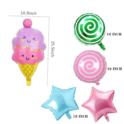 Image of ARV ZONE 5 Pcs Ice Cream, Candy Foil Balloon & Star Balloons for Birthday Decorations Girls Boys Kids Birthday Baby Shower,Birthday Balloons, Donut theme birthday decorations (Icecream 2nd)
