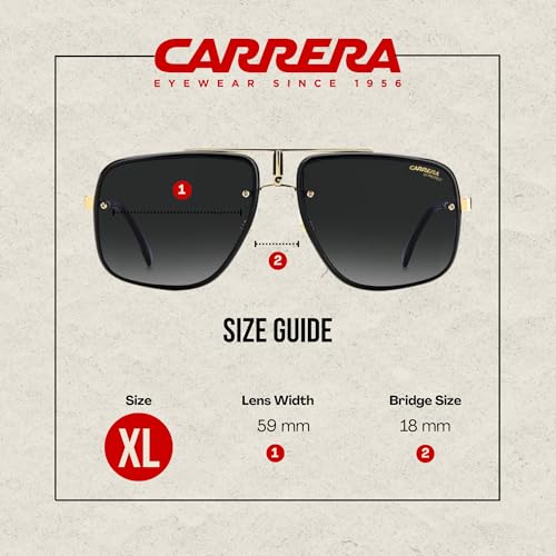 Carrera GLORY II 59MM 0RHL/9O Gold/Black / Grey Shaded Rectangle Sunglasses for Men for Women + BUNDLE With Designer iWear Complimentary Eyewear Kit 594