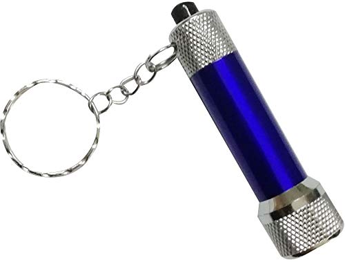 King of Flash Portable 5 LED Torch Keyring - Aluminium Mini Flashlight Keychain with Batteries Included for Hiking, Camping Outdoor Emergency - Assortment of Colour Choices - 68 mm x 13 mm (Blue)