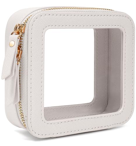 Image of LETGO Small Clear Makeup Bag for Purse,Travel Cosmetic Case Mini White | TSA Approved Clear Makeup Case Pouch with Zipper,Car Essentials for Women Girls,Square Make Up Pouch with Zipper,Gifts