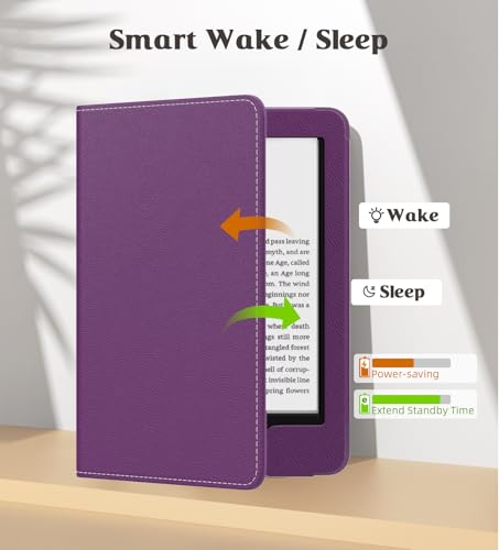 Image of MoKo Case Fits All-New 6 inch E-Reader(11th Gen, 2024 /2022)(10 /8th Gen,2019 /2016),Ultra Lightweight PU Shell Cover with Auto Wake /Sleep for Ebook 2024,Not for Kobo Aura 2 /Remarkable, Lychee Deep Purple
