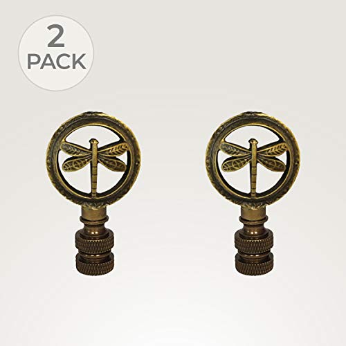 Image of Royal Designs, Inc. Decorative Hovering Dragonfly Finial for Lamp Shade, Antique Brass - Pack of 1