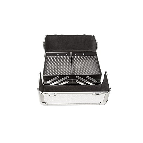 TecTake Kosmetikkoffer Schminkkoffer Beauty Case Hartschale Schmuckkoffer Friseurkoffer -Diverse Farben- (Silber) – Bild 3