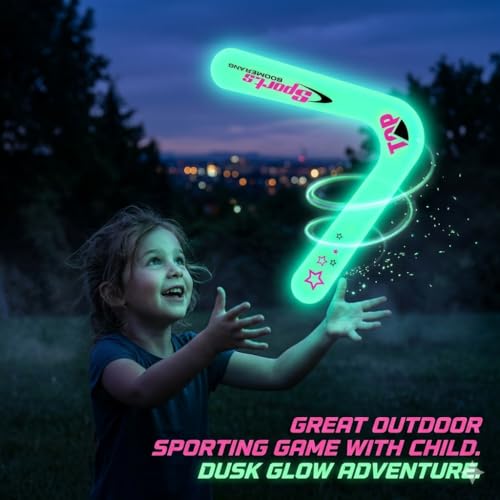 Image of Glowing Lightning V Shape Boomerang Toy for Kids 3+ & Adults | Returning Flying Spinner Rotating Spinner Outdoor Sports Game Toy for Boys | Girls Birthday Gift for Children Fun Activity Items