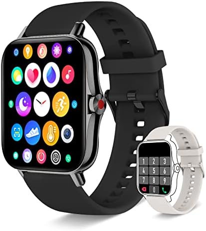 Smart Watch for Men Women(Call Receive/Dial), Iaret Fitness Tracker 1.7" Full Touch Screen Smartwatch for Android iOS Phones Waterproof Activity Trackers with Heart Rate Sleep Monitor Pedometer, Black