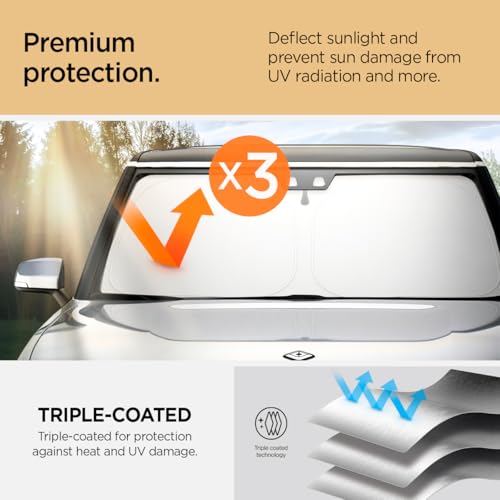 Image of Spigen Triple-Coated CryoShade Front Windshield Sunshade (Reinforced Velcro Strap) Designed for Rivian R1T & R1S