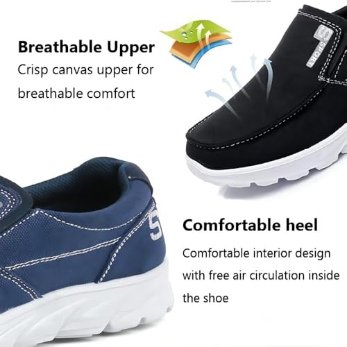Men's Fashion Canvas Loafers Casual Lightweight Breathable Stretch Flats Outdoor Walking Fit Shoes3