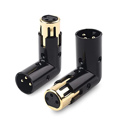 Cable Matters 2-Pack Adjustable Male to Female Right Angle XLR Adapter in Black (XLR 90 Degree...