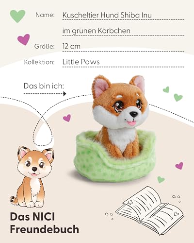 NICI Kuscheltier Hund Shiba Inu 12cm im Körbchen - braun