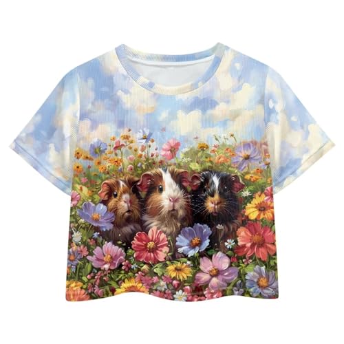 Image of 4th of July Shirt for Girls 7-8 Years US Flag Crop Tops Kids Outfit Independent Day Graphic Tee-