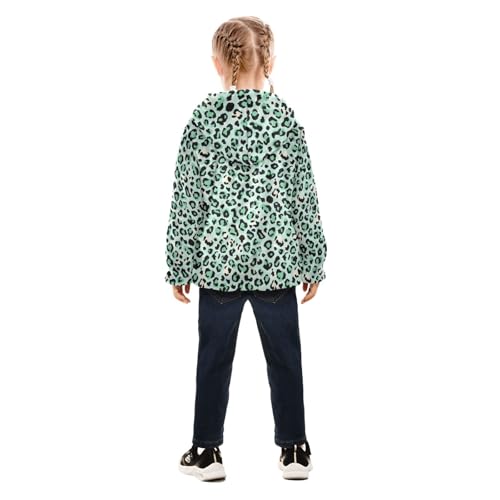 Leopard Print Toddler Fleece Jacket Baby Girls Hooded Zipper Long Sleeve Thick Warm Outerwear 3-10 Years4