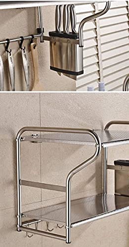 Support mural micro-ondes double niveau en acier inox avec crochets de suspension - 6