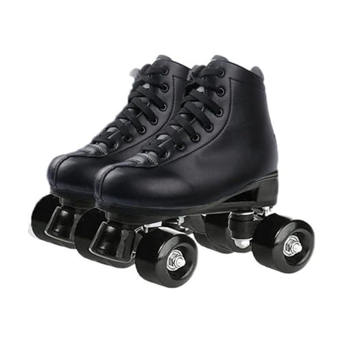BMOZRM Doppelreihe Rollschuhe Damen Und Männer Schick Rollschuhe Vier Räder Rollerskates Draussen Sport Roll Schuhe for Erwachsene (Color : Black+Black Wheel, Size : 43 EU)