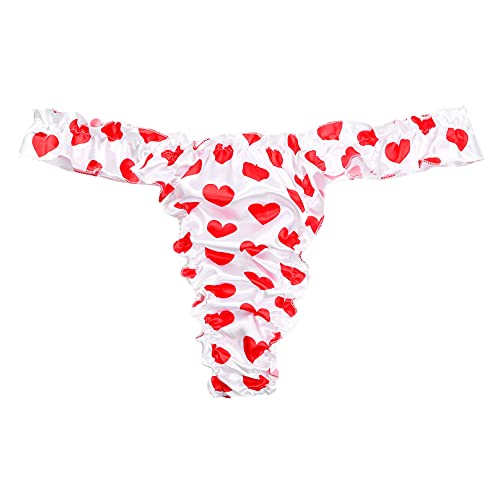 YiZYiF Men's Silky Shiny Satin Flutter Ruffled Sissy Thongs Crossdress Underwear3