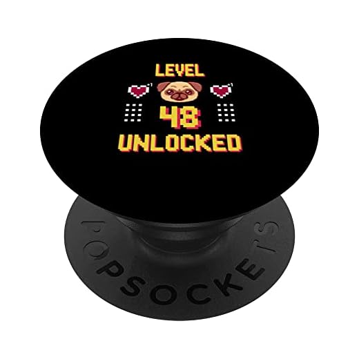 Nivel 48 desbloqueado divertido videojugador 48 cumpleaños Pug PopSockets PopGrip Intercambiable