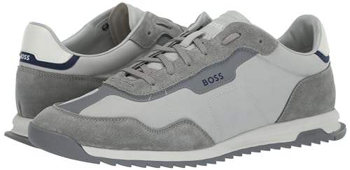 Image of BOSS Men's Zayn Low Profile Suede Leather Two Tone Sneaker
