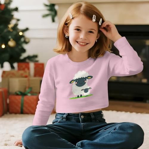 Girls Crop Tops Long Sleeve Cute Design Dancing Top Printed Fashion Pullover Sweatshirts for 5-14 Years3