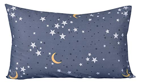 Image of Scientific Sleep Moon & Star Night Sky Teen Boys Girls 100% Cotton 4 Pcs Queen Bed Sheet Set, Flat Sheet & Fitted Sheet & Pillowcase Bedding Set (Stars, Queen)