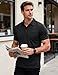 MAGCOMSEN Mens Polo Shirts Short Sleeve with Pocket Collared Golf Work Shirt Moisture Wicking Quick Dry Performance Polos Black