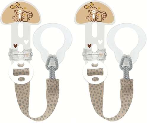 MAM | Attache-sucette (coloris aléatoire) – Attache pour sucette lavable de longueur réglable – Attache-sucette compatible avec toutes les sucettes MAM (Lot de 2)