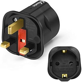VGUARD European to UK Adapter, 1pack Plug Adaptor EU to UK Plug Adapter 2 Pin Plug Adaptor to 3 Pin for Travel or Electronic Device from France, Italy, Spain, Germany to UK - Black