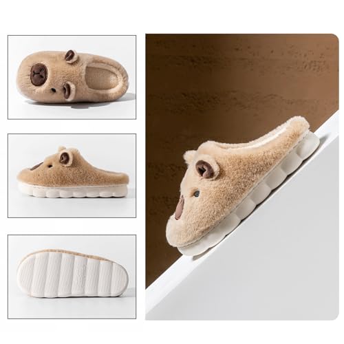 Capybara Slippers Women With 5 Pcs Socks Fuzzy Cartoon Slide Sandals Cute Indoor Outdoor Cozy House Shoes2