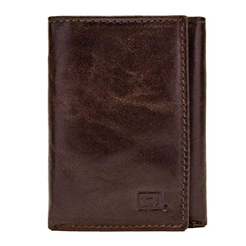 Slim RFID Blocking Trifold Wallet for Men - Genuine Buffalo Leather - Whiskey