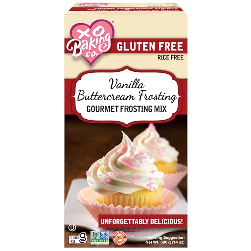 XO Baking Co. Gluten Free Vanilla Buttercream Gourmet Frosting Mix; Non-GMO; Kosher; Rice Free; Peanut Free; Soy Free; Dairy Free; No Preservatives; No Artificial Flavors or Colors, 14oz