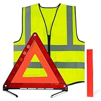 ZTBFHLZQ Warndreieck kfz Warnwesten Set, 360 Grad Reflektierend Warndreieck, Reflektierend Notfalldreieck, KFZ Warnweste, Notfalldreieck Faltbar, Pannendreieck Faltbar mit Aufbewahrungskoffer
